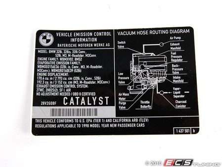 ES#184792 - 71211437501 - Exhaust Emissions Label - Genuine BMW - BMW