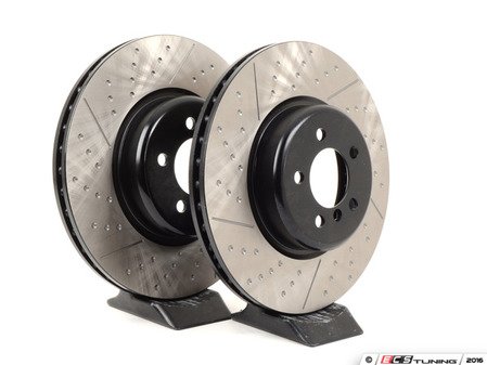 ES#3096745 - 126.34142KT - Cross Dimpled & Slotted Brake Rotors - Front (370x30) - This design removes performance robbing outgas and material dust caused by braking - StopTech - BMW