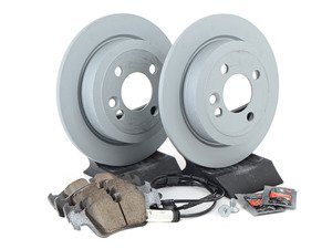 ES#2597552 - 34216774987KT11 - Rear Brake Service Kit - Featuring ECS V5 coated rotors and ECS DD23 Daily Driver ceramic pads - Assembled By ECS - MINI