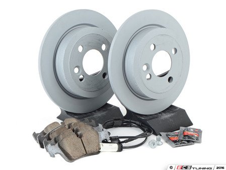 ES#2597552 - 34216774987KT11 - Rear Brake Service Kit - Featuring ECS V5 coated rotors and ECS DD23 Daily Driver ceramic pads - Assembled By ECS - MINI