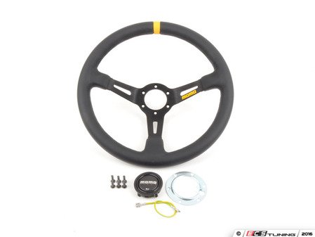 ES#3089062 - R1908/35L - MOMO Mod.08 Steering Wheel - Black Leather - 350mm  - Black suede with black spoke finish - MOMO - Audi BMW Volkswagen MINI