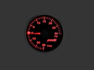 ES#3131189 - SP1-MBI-R - Podi Mechanical Boost Gauge Kit - Single Pod - Red Needle - Red backlight - (NO LONGER AVAILABLE) - Gauge with column pod and installation kit - Podi - 