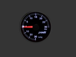 ES#3131172 - SP0-MBI-W - Podi Mechanical Boost Gauge Kit - Red Needle - White backlight - (NO LONGER AVAILABLE) - Gauge with column pod and installation kit - Podi - 