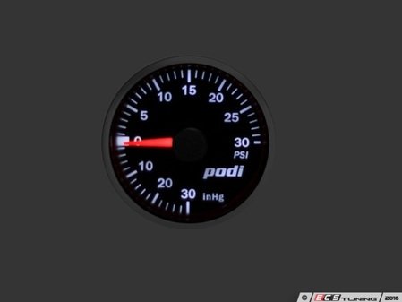 ES#3131172 - SP0-MBI-W - Podi Mechanical Boost Gauge Kit - Red Needle - White backlight - (NO LONGER AVAILABLE) - Gauge with column pod and installation kit - Podi - 