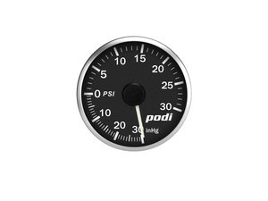 ES#3131117 - BOI-RW - Podi Stepper Motor Boost Gauge - White Needle - Red/White Back Lighting - (NO LONGER AVAILABLE) - 52mm gauge with wiring kit, electronic boost pressure sender and remote - Podi - 