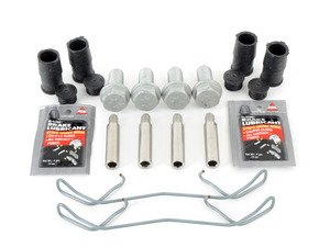 ES#2765847 - 1K0615123JKT - Front Pad And Rotor Installation Kit - Services Both Sides - Guide pins with bushings, carrier bolts, rattle clips & brake quiet - Genuine Volkswagen Audi - Volkswagen