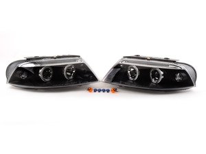 ES#3021501 - LHPPAS01JMTM - LED Angel Eye Projector Headlight Set - Black - Improve lighting quality & performance of your B5.5 Passat with European headlight housings - Spec-D Tuning - Volkswagen