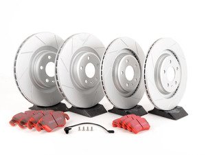 ES#3028730 - 8K0301MSLGMTKT2 - Performance Front & Rear Brake Service Kit - (NO LONGER AVAILABLE) - Featuring ECS GEOMET Slotted rotors and EBC RedStuff pads - Assembled By ECS - 
