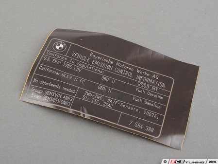 ES#262786 - 71227594388 - Exhaust Emissions Label - Genuine BMW - BMW