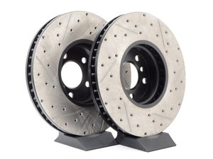 ES#3033093 - 34116785670CDS -  Cross-Drilled & Slotted Brake Rotors - Front  - This design removes performance robbing outgas and material dust caused by braking - StopTech - BMW