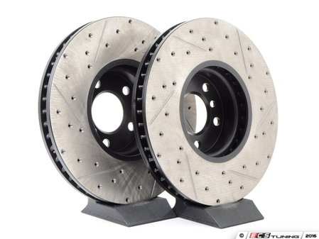 ES#3033093 - 34116785670CDS -  Cross-Drilled & Slotted Brake Rotors - Front  - This design removes performance robbing outgas and material dust caused by braking - StopTech - BMW