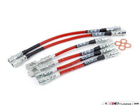 ES#1220 - B5PASFWDSSBLKE - Exact-Fit Stainless Steel Brake Lines - Kit - DOT-compliant kit to improve pedal feel in your vehicle. - ECS - Volkswagen