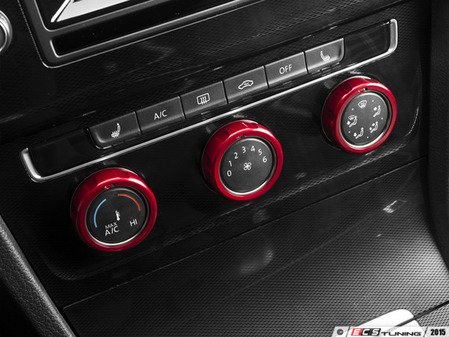ES#3098276 - 008705ECS01-03 - Climate Control Ring Kit - KNOBBED - Red Anodized - Set of three billet aluminum trim rings for your climate control dials - ECS - Volkswagen