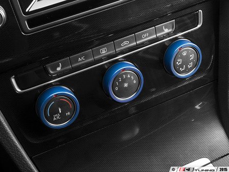 ES#3098290 - 008705ECS02-04 - Climate Control Ring Kit - SMOOTH - Blue Anodized - Set of three billet aluminum trim rings for your climate control dials - ECS - Volkswagen
