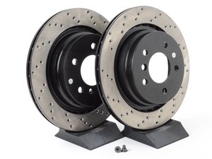 ES#3025835 - 34212227177.8CD - Cross-Drilled Brake Rotors - Rear - This design removes performance robbing outgas and material dust caused by braking - StopTech - BMW