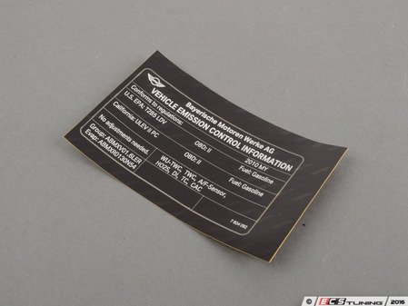 ES#1877290 - 71227604092 - LABEL  EXHAUST EMISS - Genuine MINI - MINI