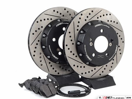 ES#3046855 - 011699ECSKT2 - Performance Rear Brake Service Kit - ECS 2-piece semi-floating cross drilled and slotted rotors and Hawk HPS pads - Assembled By ECS - BMW