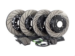 ES#3046851 - 000505ECS01AKT4 - Performance Front & Rear Brake Service Kit - (NO LONGER AVAILABLE) - Featuring front and rear ECS 2-piece semi-floating cross drilled and slotted rotors and ECS EP24 Enthusiast Performance pads - Assembled By ECS - 