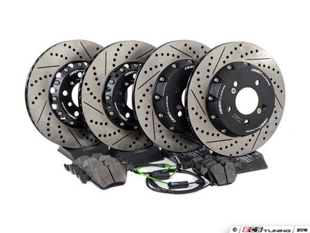 ES#3046851 - 000505ECS01AKT4 - Performance Front & Rear Brake Service Kit - (NO LONGER AVAILABLE) - Featuring front and rear ECS 2-piece semi-floating cross drilled and slotted rotors and ECS EP24 Enthusiast Performance pads - Assembled By ECS - 