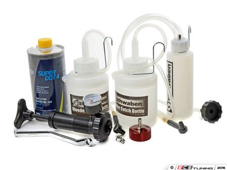 ES#3141605 - 018222SCH01Akt - Brake Fluid Flush Kit - Level 2 - Includes a Schwaben Compact European Pressure Bleeder & Catch Bottles, Schwaben Bleeder Wrench, and 1 liter of Pentosin Super DOT4 brake fluid - Assembled By ECS - Audi BMW Volkswagen MINI Porsche
