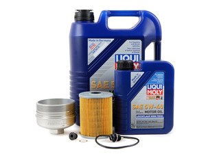 ES#3096264 - 009390ECS06KT -  Oil Service Kit - With Magnetic Drain Plug & Polished Aluminum Oil Filter Housing - Featuring polished billet aluminum filter housing! Includes Mann oil filter and Liqui Moly 5w-40 oil - Assembled By ECS - Volkswagen