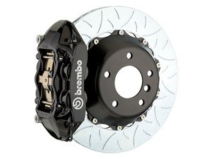 ES#5374317 - 1ND.8028A1 - Front Brembo GT 4 Piston Big Brake Kit Type 3 (350x34mm) - Featuring Black 4 piston calipers, multi slotted rotors, stainless brake lines, and Brembo Sport brake pads - Brembo - MINI