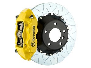 ES#3142573 - 1P3.8005A5 - Front Brembo GT 4 Piston Big Brake Kit Type 3 (345x28mm) - Featuring Yellow 4 piston calipers, multi slotted rotors, stainless brake lines, and Brembo Sport brake pads - Brembo - MINI