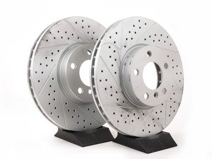 ES#3138832 - 013176ecs02aKT - Front Cross Drilled & Slotted Brake Rotors - Pair (332x30) - (NO LONGER AVAILABLE) - Featuring GEOMET protective coating offering superior rust protection for long lasting, great looking rotors. - ECS - BMW