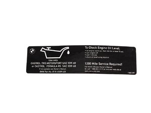 ES#185123 - 71227833197 - Oil Inspection Label - A helpful under hood reminder. - Genuine BMW - BMW