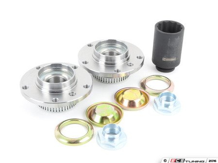 ES#3142837 - 31226757024KT - Front Wheel Hub/Bearing Assembly Kit - Includes left and right bearing, nuts, dust caps and Schwaben 46mm socket for ease of installation - Assembled By ECS - BMW
