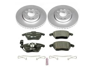 ES#3145514 - ESK4623 - Power Stop Euro-Stop Coated Rear Brake Kit (288x25) - A premium OE-equivalent rear axle upgrade featuring ECE-R90 certified brake pads, genuine Geomet coated high-carbon smooth vented rotors, and premium installation hardware. - Power Stop - Volkswagen