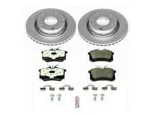 ES#3145528 - ESK4844 - Power Stop Euro-Stop Premium Rear Brake Kit (269x22) - A premium OE-equivalent rear axle upgrade featuring ECE-R90 certified brake pads, genuine Geomet coated high-carbon smooth vented rotors, and premium installation hardware. - Power Stop - Volkswagen