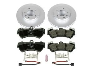 ES#3145502 - ESK4554 - Power Stop Euro-Stop Premium Front Brake Kit (330mm) - An authentic OE-specification front axle braking solution featuring European-sourced pads, high-carbon smooth Geomet coated rotors, strict ECE-R90 certification, and premium electronic wear sensors. - Power Stop - Volkswagen Porsche