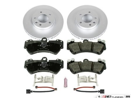 ES#3145502 - ESK4554 - Power Stop Euro-Stop Premium Front Brake Kit (330mm) - An authentic OE-specification front axle braking solution featuring European-sourced pads, high-carbon smooth Geomet coated rotors, strict ECE-R90 certification, and premium electronic wear sensors. - Power Stop - Volkswagen Porsche