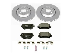 ES#3145518 - ESK4628 - Power Stop Euro-Stop Premium Rear Brake Kit (310x22) - A premium OE-equivalent rear axle upgrade featuring ECE-R90 certified brake pads, genuine Geomet coated high-carbon smooth vented rotors, and premium installation hardware. - Power Stop - Volkswagen
