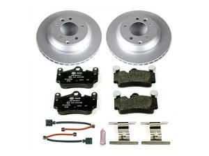ES#3145553 - ESK5312 - Power Stop Euro-Stop Premium Rear Brake Kit (330mm) - A premium OE-equivalent heavy-duty rear axle upgrade featuring ECE-R90 certified brake pads, genuine Geomet coated high-carbon smooth rotors, and replacement electronic wear sensors. - Power Stop - Audi Volkswagen Porsche
