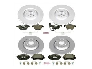 ES#3145569 - ESK5471 - Power Stop Euro-Stop Premium Front & Rear Brake Kit (345mm/310mm) - An authentic OE-specification complete 4-wheel braking solution featuring European-sourced pads, high-carbon smooth Geomet coated rotors, and strict ECE-R90 certification. - Power Stop - Volkswagen