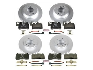 ES#3146785 - ESK4108 - Power Stop Euro-Stop Premium Front & Rear Brake Kit (330mm/330mm) - An authentic OE-specification complete 4-wheel braking solution featuring European-sourced pads, high-carbon smooth Geomet coated rotors, strict ECE-R90 certification, and premium multi-axle wear sensors. - Power Stop - Volkswagen