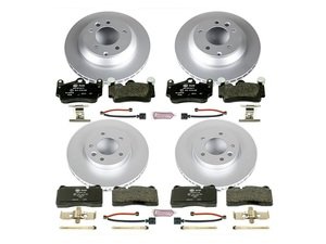 ES#3146798 - ESK5745 - Power Stop Euro-Stop Premium Front & Rear Brake Kit (330mm/330mm) - A premium OE-equivalent heavy-duty 4-wheel upgrade featuring ECE-R90 certified brake pads, genuine Geomet coated high-carbon smooth rotors, and replacement electronic wear sensors. - Power Stop - Volkswagen