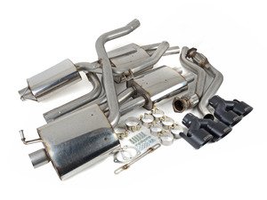 ES#2827484 - SSXAU367 - Cat-Back Exhaust System - Resonated - 2.37" stainless steel with quad 100mm black Cerakote tips - Milltek Sport - Audi