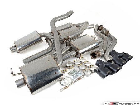 ES#2827484 - SSXAU367 - Cat-Back Exhaust System - Resonated - 2.37" stainless steel with quad 100mm black Cerakote tips - Milltek Sport - Audi