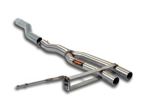 ES#3146995 - 831821KT3 - Turbo-Back Race Exhaust System - Non Resonated / Rear Muffler Delete  - Performance exhaust with stainless steal construction : 100mm Dual Slash Cut Black Tips - Supersprint - MINI