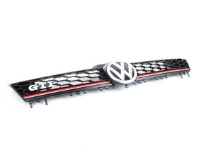 ES#3649319 - 5G0853651AMBTU - GTI Non-Lighting Package Grille - With Red Strip - Satin black honeycomb with "Tornado Red" strip and "VW" and "GTI" badges - Genuine Volkswagen Audi - Volkswagen