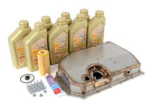 ES#3143303 - 008012ECS01-03KT - ECS Tuning Stainless Steel Oil Pan Replacement Kit - Complete - Upgrade to ECS Stainless Pan with all required hardware featuring Genuine 5W-40 engine oil - Assembled By ECS - Audi Volkswagen