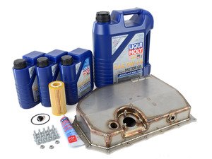 ES#3143304 - 008012ECS01-04KT - ECS Tuning Stainless Steel Oil Pan Replacement Kit - Complete - Upgrade to ECS Stainless Pan with all required hardware featuring Liqui-Moly 5W-40 engine oil - Assembled By ECS - Audi Volkswagen