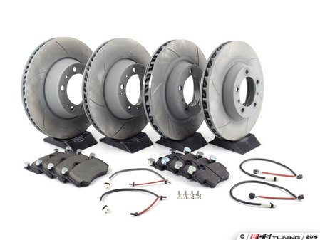 ES#2598359 - 99635140904PEKT - Performance Front & Rear Brake Service Kit - Featuring Sebro slotted rotors and Hawk HPS brake pads - Assembled By ECS - Porsche
