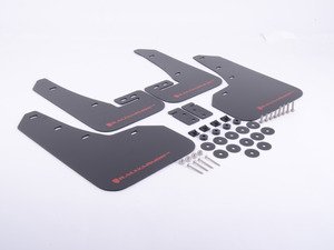 ES#3129662 - MF37URBLKRD - Mud Flap Kit - Black With Red Logo  - Durable, polyurethane mud flaps - Rally Armor - Volkswagen