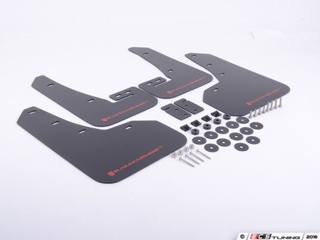 ES#3129662 - MF37URBLKRD - Mud Flap Kit - Black With Red Logo  - Durable, polyurethane mud flaps - Rally Armor - Volkswagen