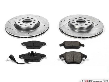ES#3156726 - K2963 - Power Stop Z23 Evolution Sport Front Brake Kit (312mm) - A high-performance front axle upgrade featuring precision cross-drilled & slotted vented rotors, low-dust carbon-fiber ceramic pads, and replacement installation hardware. - Power Stop - Audi Volkswagen