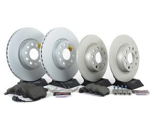 ES#3145620 - ESK5801 - Power Stop Euro-Stop Premium Front & Rear Brake Kit (312x25/272x10) - A premium OE-equivalent 4-wheel upgrade featuring ECE-R90 certified brake pads, genuine Geomet coated high-carbon smooth rotors, and integrated electronic wear sensors. - Power Stop - Volkswagen